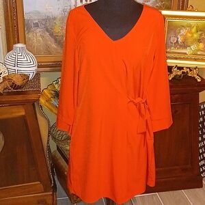 Tangerine Modern Wrap Dress